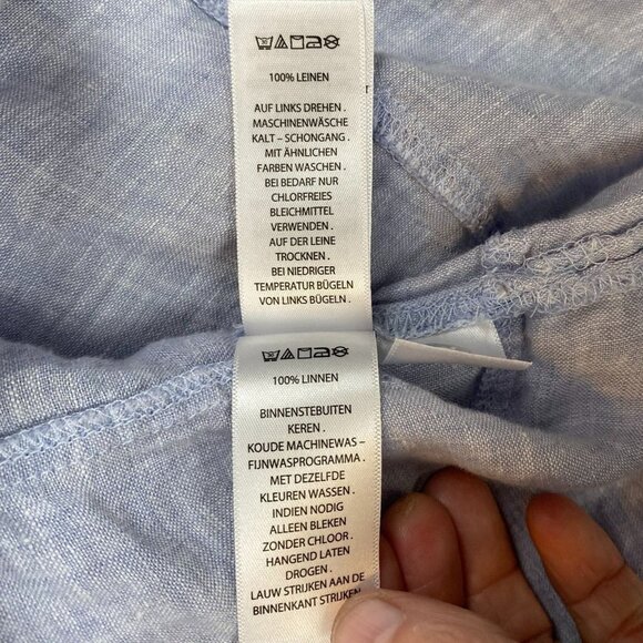 Tahari Womens Shirt US 2X EU 48/50 100% Linen Blue Button-Front Collared Tunic - Picture 7 of 10